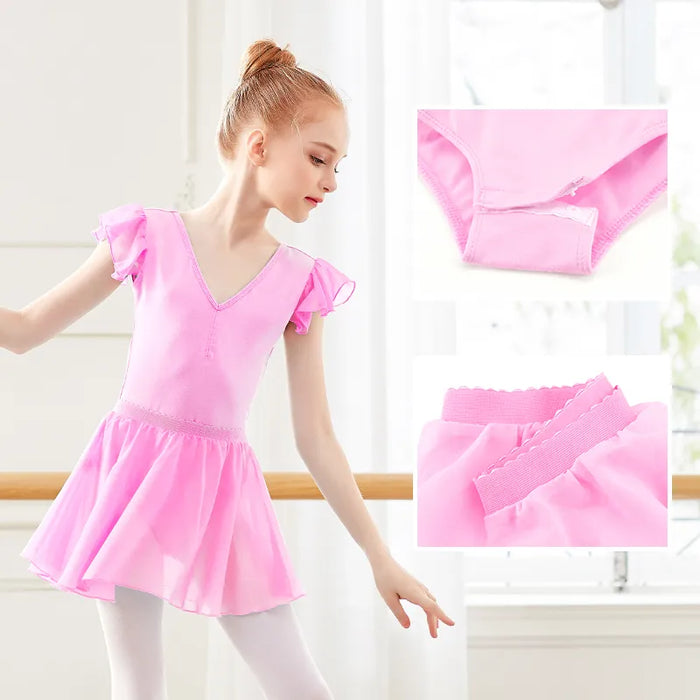 Breathable Ballet Skirts Ruching Split Joint Gore Girls‘ Training Performance Sleeveless High Mesh Spandex