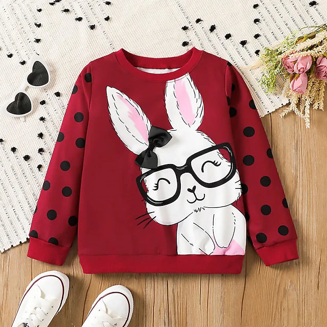 Girls' 3D Rabbit Sweatshirt Pullover Long Sleeve 3D Print Fall Winter Fashion Streetwear