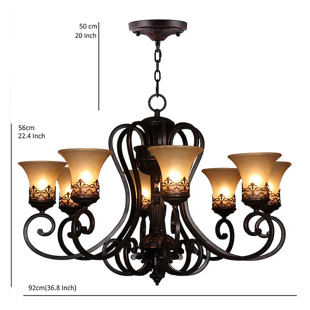 5-Light 68 cm Candle Style Chandelier Metal Glass Painted Finishes Vintage 110-120V / 220-240V / E26 / E27
