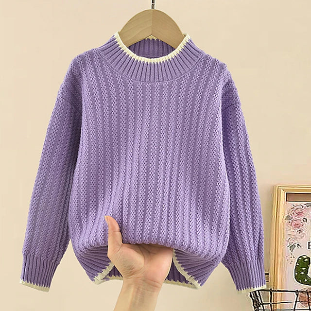 Kids Girls' Sweater Solid Color School non-printing Long Sleeve