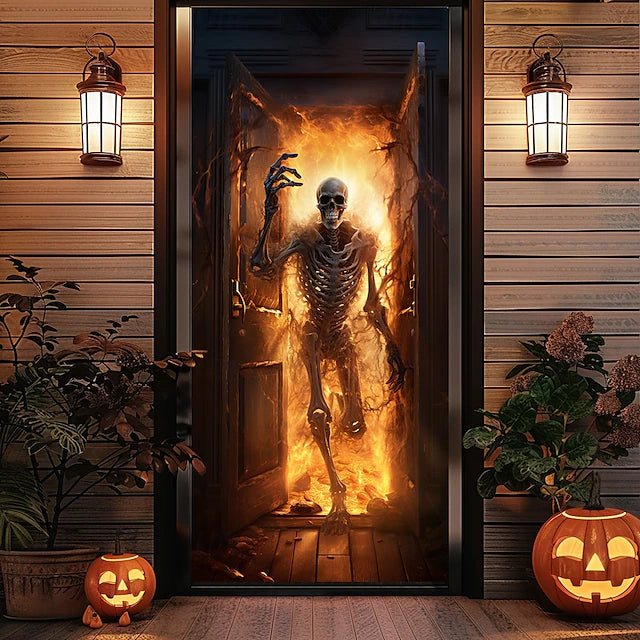 Halloween Door Decorations Skeletons Halloween Door Covers Door Tapestry Door Curtain