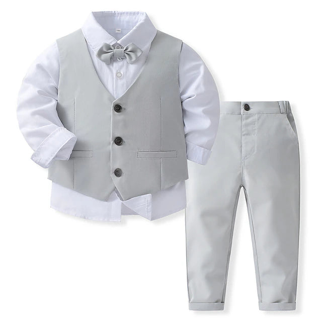 Boys suits 4 Pieces Kids Boys Shirt & Pants Clothing Set Outfit Solid Color Long Sleeve