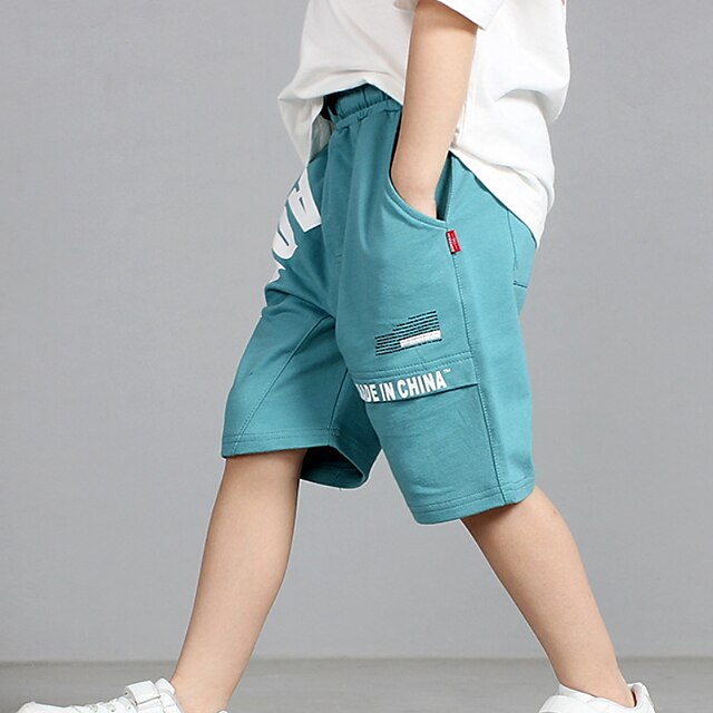 Kids Boys Shorts Letter Soft Shorts Outdoor Fashion Cool Light Blue Black Light Grey Mid Waist