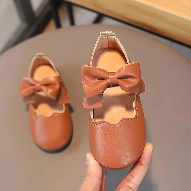 Boys Girls' Flats Daily PU Little Kids(4-7ys) Toddler(2-4ys) Daily Bowknot White Brown Summer Spring Fall