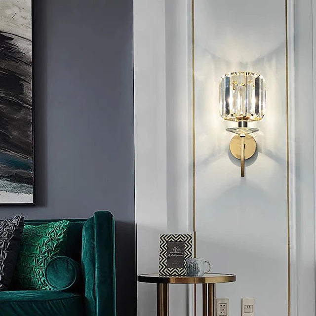 LED Wall lights, Luxury Living Room Crystal Wall Sconce Lighting Gold Polished Steel