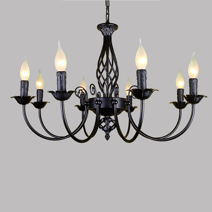 Chandelier Metal Vintage Style Candle Style Black White Classic Basic