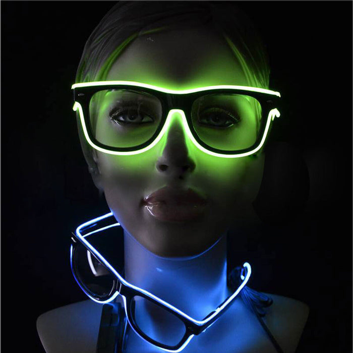 Hot Sale LED EL Wire Glasses Light Up Glow Sunglasses Eyewear Shades for Nightclub Party