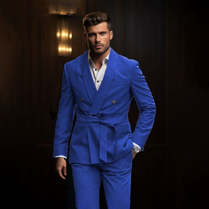 Light Blue Dark Green Brown Men's Wedding Prom Suits 2 Piece Solid Colored