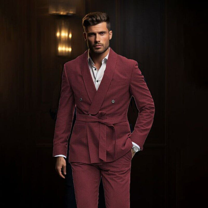 Light Blue Dark Green Brown Men's Wedding Prom Suits 2 Piece Solid Colored