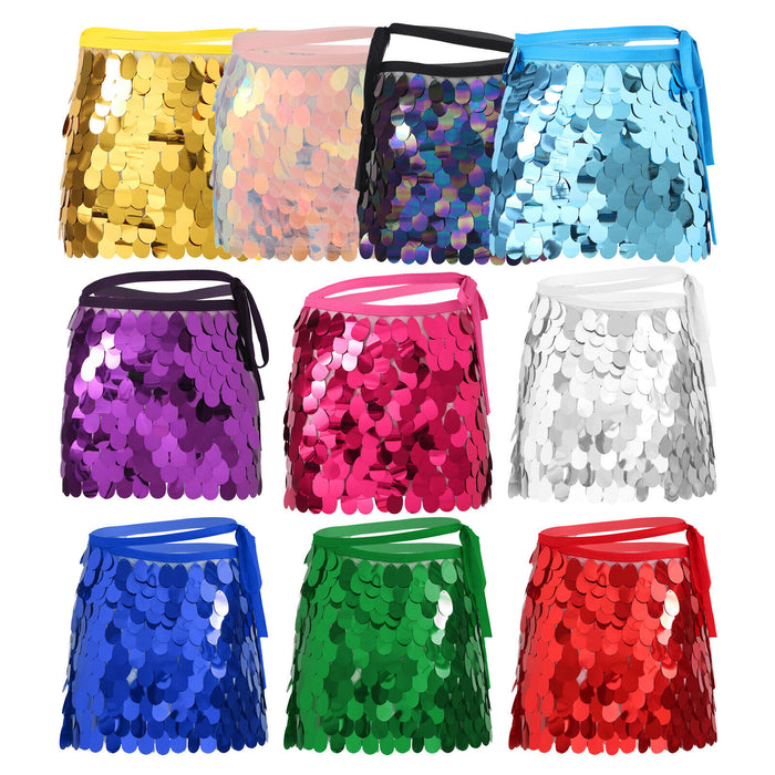 Belly Dance Latin Dance Skirts Pure Color Splicing Sequins Women's