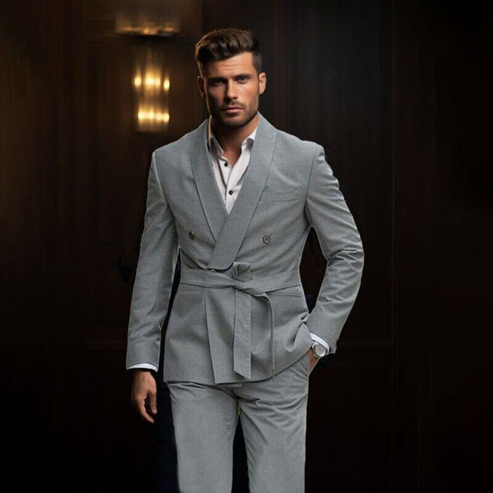 Light Blue Dark Green Brown Men's Wedding Prom Suits 2 Piece Solid Colored