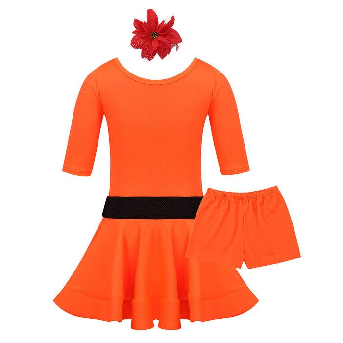 Latin Dance Kids' Dancewear Dress Sash / Ribbon Cascading Ruffles Girls'