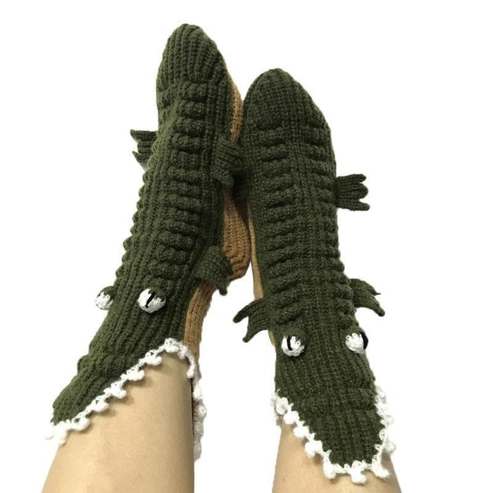 Cartoon Christmas Knitted Crocodile Socks New Home Floor Socks