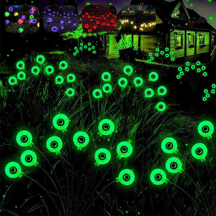 Halloween Decorations Outdoor Solar Scary Eyeball Lights,2 Pack 12 LED Green Eyeball