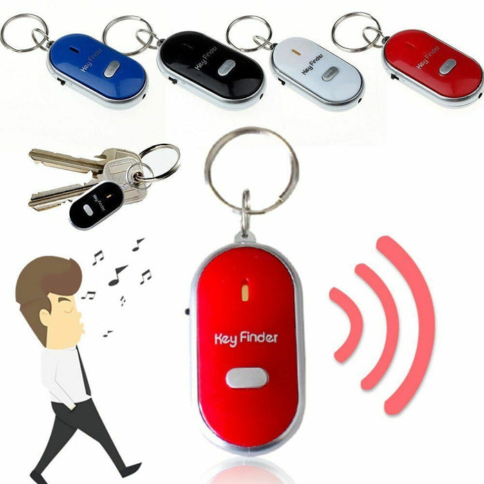 LED Whistle Key Finder Flashing Beeping Sound Control Alarm Anti-Lost Key Locator Finder Tracker with Key Ring