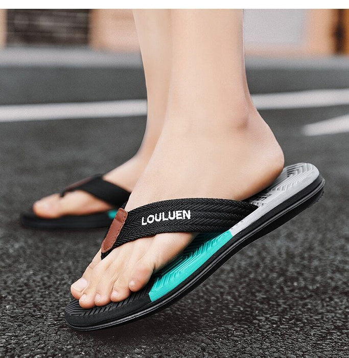 Men's Color Block Flip Flops Quick-Drying Slides Summer Beach Flip Flops Men Fashion