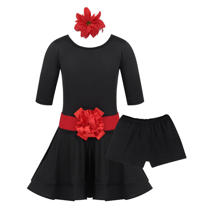 Latin Dance Kids' Dancewear Dress Sash / Ribbon Cascading Ruffles Girls'