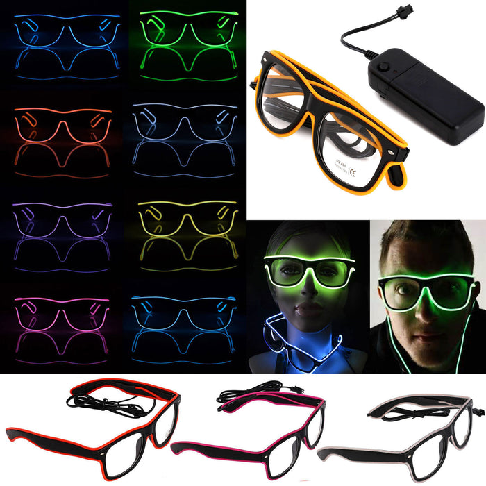 Hot Sale LED EL Wire Glasses Light Up Glow Sunglasses Eyewear Shades for Nightclub Party