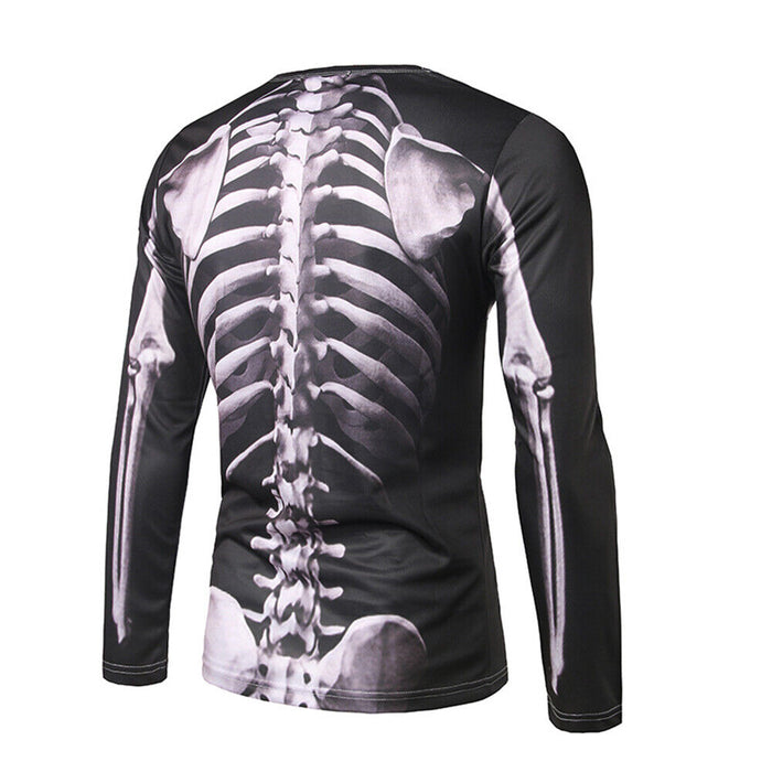Skeleton Mens 3D Shirt For Halloween | Black Cotton | Men'S Tee Graphic Crew Neck