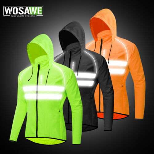 WOSAWE Men's Cycling Jacket Windbreaker Waterproof Rain Jacket High Visibility Reflective