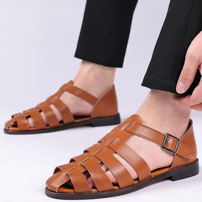 Men's Sandals Leather Sandals Fishermen sandals Casual Beach Outdoor Daily Beach PU Buckle