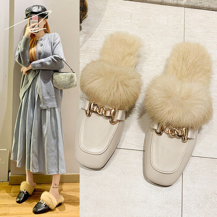 Women's Flats Driving Shoes Warm Slippers Outdoor Home Daily Flat Heel Vintage