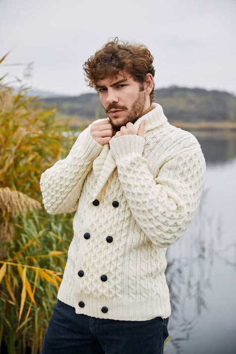 Men's Cardigan Sweater Cropped Sweater Cable Knit Regular Button Knitted Plain Shawl Collar