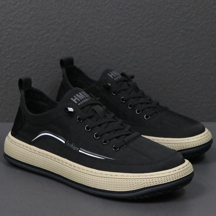 Men's Sneakers Platform Sneakers Walking Casual Outdoor Daily Canvas Breathable Elastic Band Black Green Gray Summer Spring