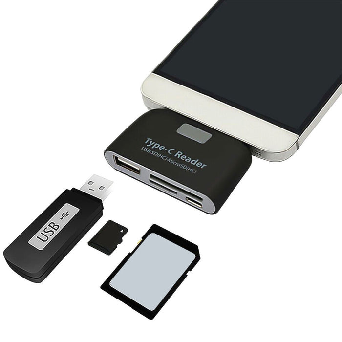 Card Reader Multifunctional Smart 4 In 1 Laptop PC Durable Phone TF Micro SD With Micro USB Charge Port