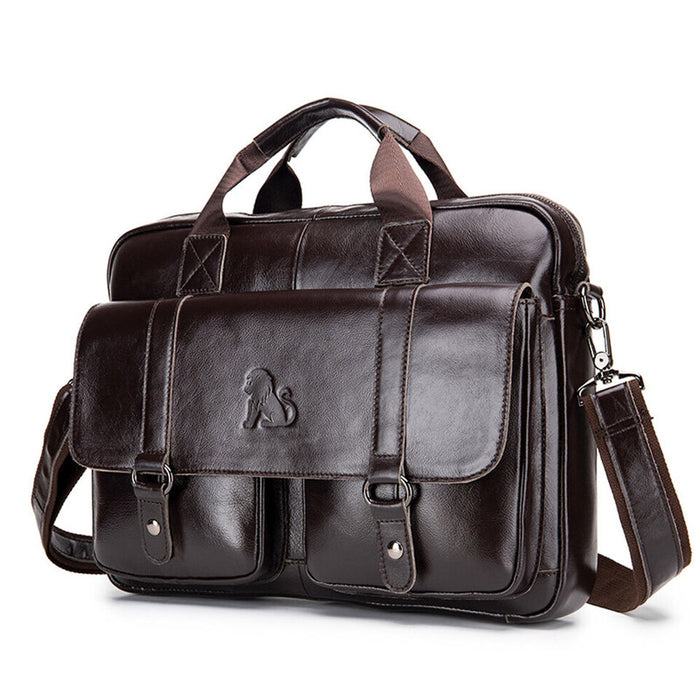 Men's Shoulder Messenger Bag Laptop Bag Briefcase Nappa Leather Formal Office & Career