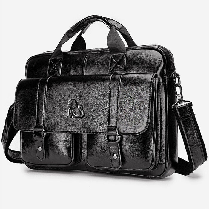 Men's Shoulder Messenger Bag Laptop Bag Briefcase Nappa Leather Formal Office & Career