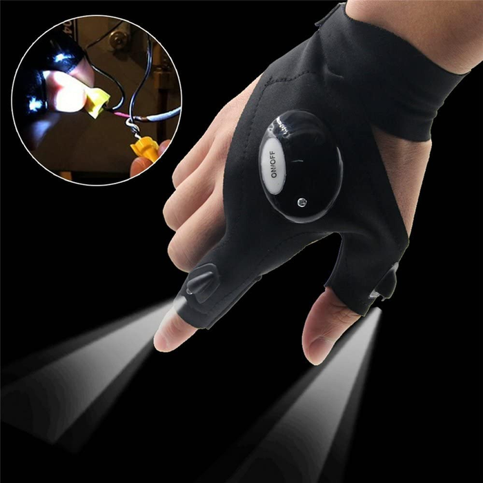 1 Pair Multi-functional LED Flashlight Gloves Emergency Rescue Tool for Outdoor Cycling Fishing