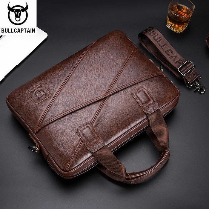 Men's Crossbody Bag Briefcase Leather Office Daily Zipper Large Capacity Waterproof
