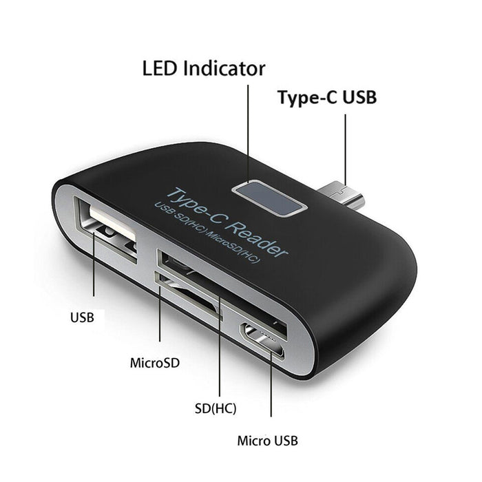 Card Reader Multifunctional Smart 4 In 1 Laptop PC Durable Phone TF Micro SD With Micro USB Charge Port