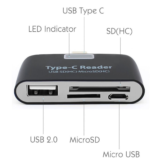 Card Reader Multifunctional Smart 4 In 1 Laptop PC Durable Phone TF Micro SD With Micro USB Charge Port