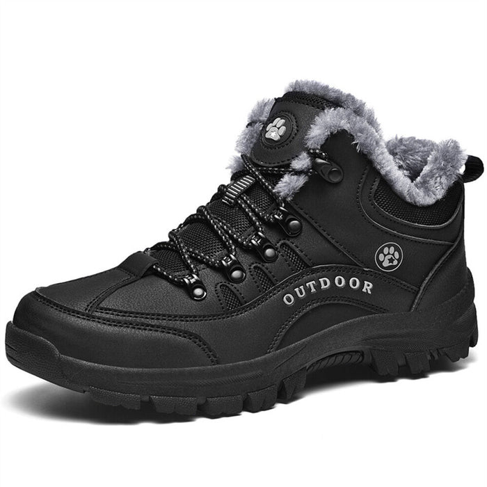 Men's Sneakers Comfort Shoes Fleece lined Hiking Casual Daily PU Warm Lace-up Black Brown Winter