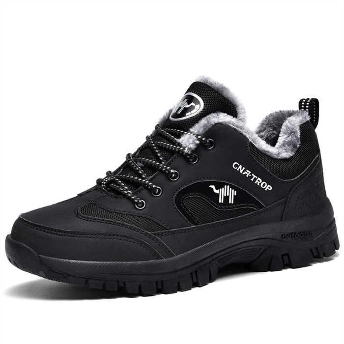Men's Sneakers Comfort Shoes Fleece lined Hiking Casual Daily PU Warm Lace-up Black Brown Winter