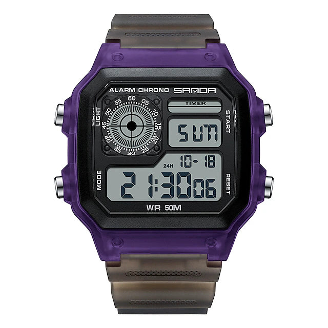 SANDA Men Digital Watch Fashion Casual Wristwatch Shock Resistant Stopwatch Alarm Clock