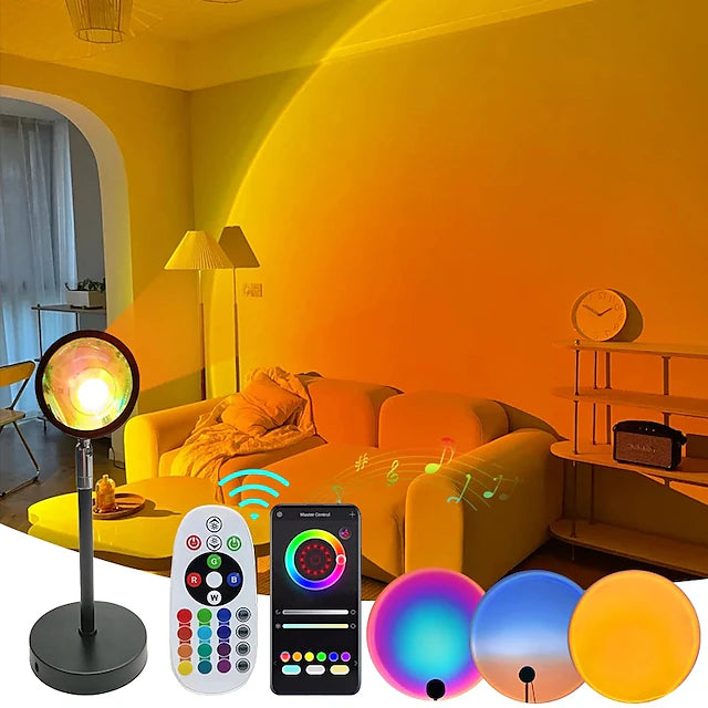 RGB Sunset Lamp Remote Control 16 Colors Remote App Bluetooth