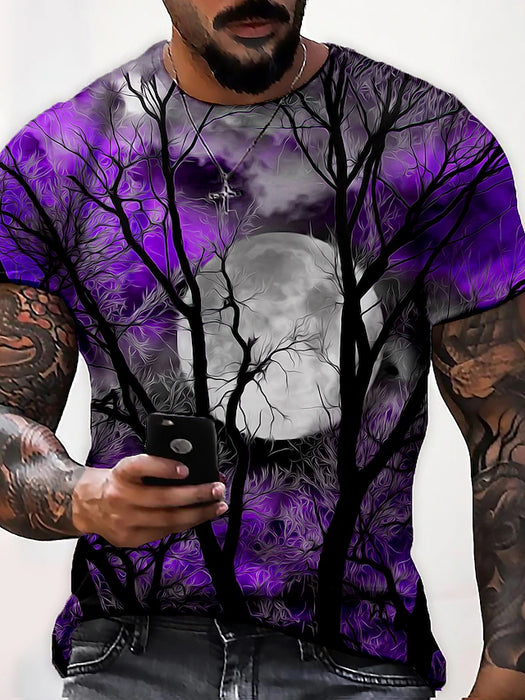 Men's Plus Size Shirt Big and Tall Graphic Crew Neck Print Short Sleeve