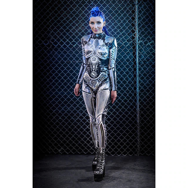 Skeleton / Skull Steampunk Robot Cosplay Costume Bodysuits Full Body