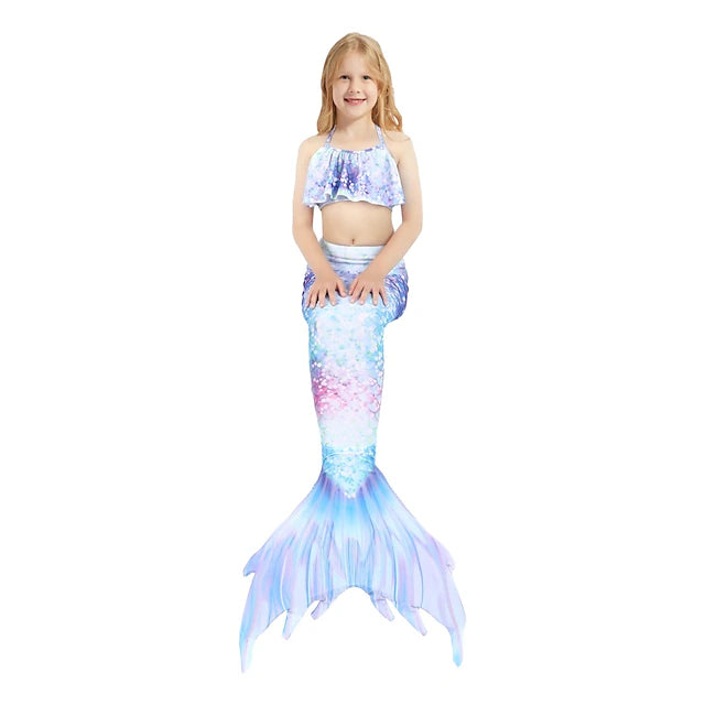 The Little Mermaid Ariel Mermaid Tails Swimwear Bikini Swimsuits Girls' Movie Cosplay Holiday RedYellow Blue