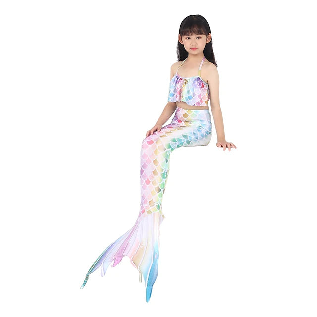 The Little Mermaid Ariel Mermaid Tails Swimwear Bikini Swimsuits Girls' Movie Cosplay Holiday RedYellow Blue