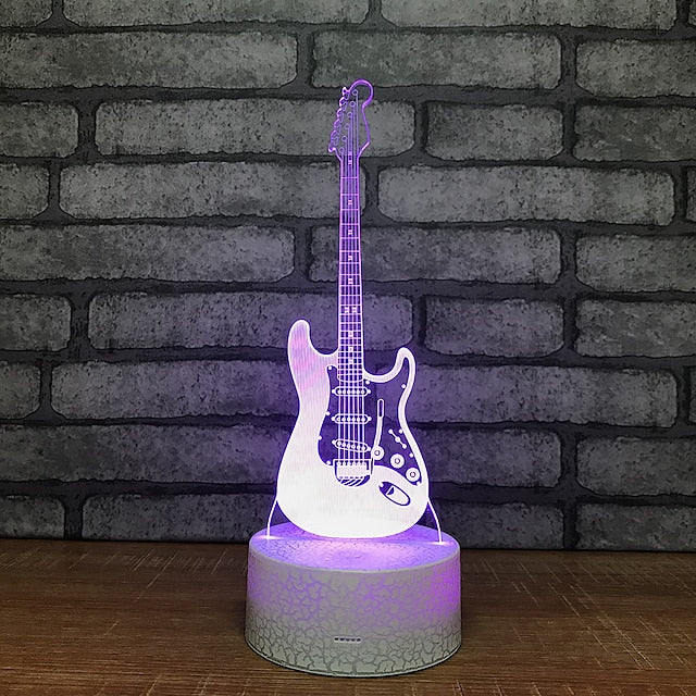 3D Illusion Lamp Electric Guitar Decor Night Light for Kids 7 Colors