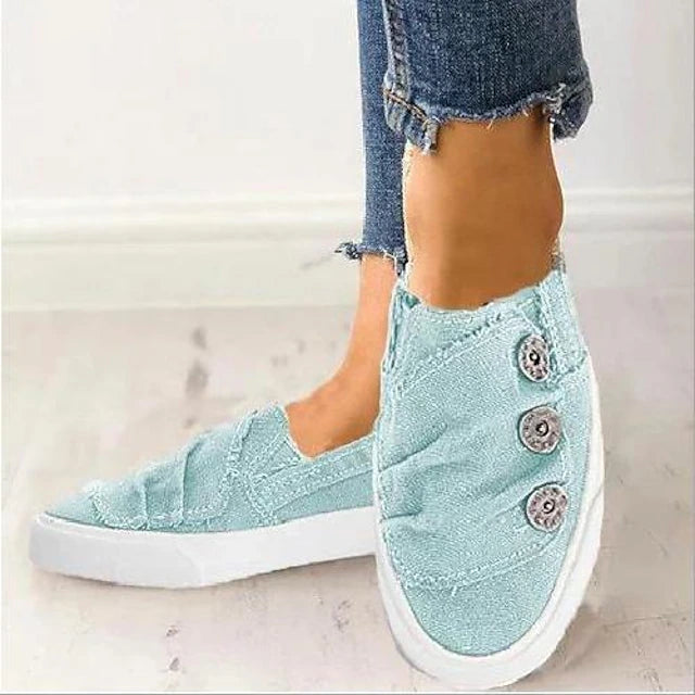 Women's Sneakers Canvas Shoes Plus Size Slip-on Sneakers Comfort Shoes Daily Walking Solid Color