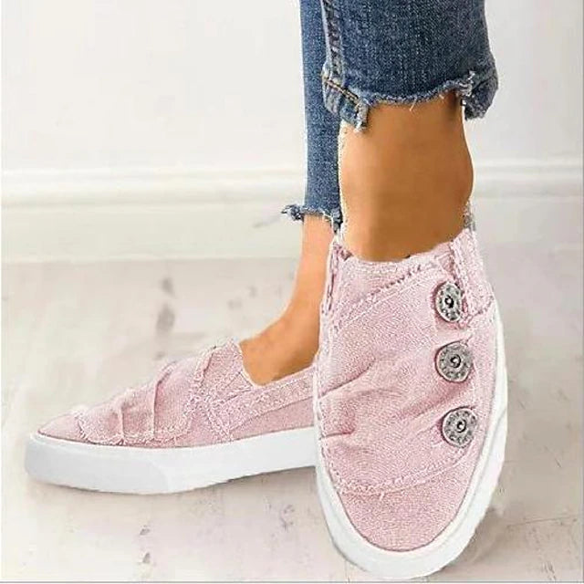 Women's Sneakers Canvas Shoes Plus Size Slip-on Sneakers Comfort Shoes Daily Walking Solid Color