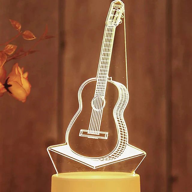 3D Acrylic LED Night Light USB Powered Guitar Bear Love Heart Shape