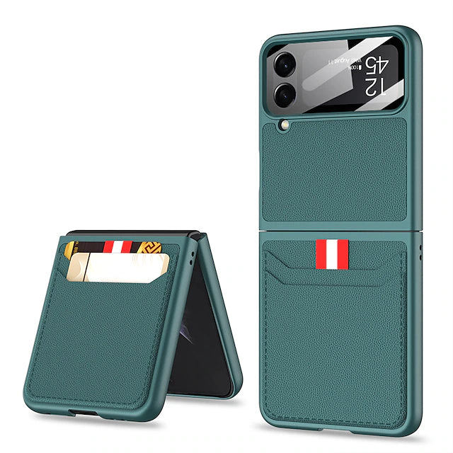 Phone Case For Samsung Galaxy Z Flip 4 Leather Flip Portable Flip Full Body Protective Solid Colored TPU PU Leather