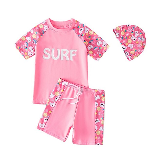 Kids Boys Swimsuit Graphic Short Sleeve Outdoor Adorable