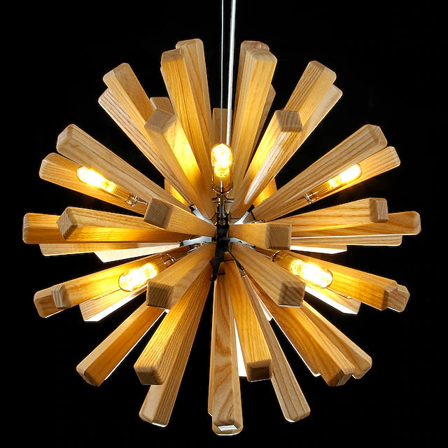 10-Light 12 cm Pendant Light Wood / Bamboo Wood / Bamboo Country 110-120V 220-240V